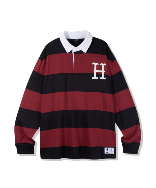 H LOGO RUGBY TEE [BURGUNDY/BLACK]