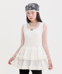 NEFNEF（ネフネフ）の「layered dot frill dress_white（ワンピース）」
