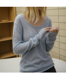 Scoop-neck longsleeve alpaca knit top [KNFW04SW01]_[3color]