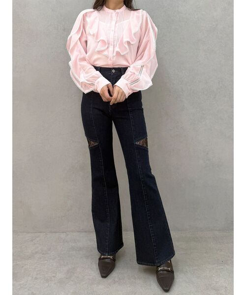 MERCURYDUO（マーキュリーデュオ）の「レーストリミングカットアウトデニムパンツ（デニムパンツ・レディース・ブルー/インディゴブルー・MEDIUM/SMALL）」の7枚目の写真