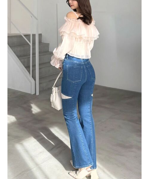 MERCURYDUO（マーキュリーデュオ）の「レーストリミングカットアウトデニムパンツ（デニムパンツ・レディース・ブルー/インディゴブルー・MEDIUM/SMALL）」の9枚目の写真