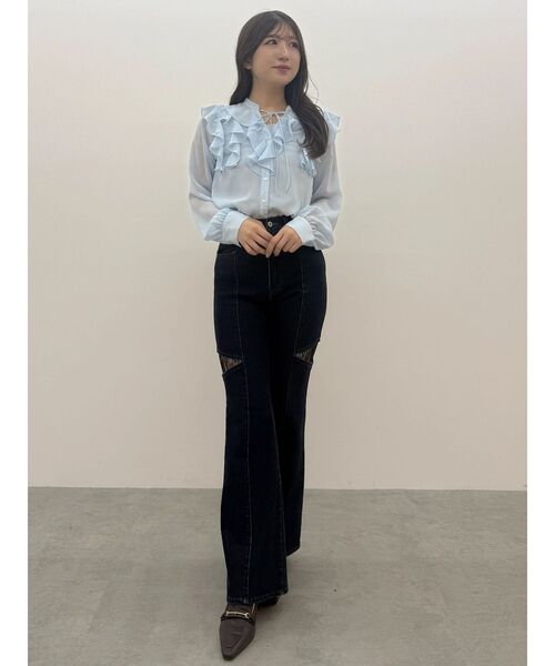 MERCURYDUO（マーキュリーデュオ）の「レーストリミングカットアウトデニムパンツ（デニムパンツ・レディース・ブルー/インディゴブルー・MEDIUM/SMALL）」の13枚目の写真