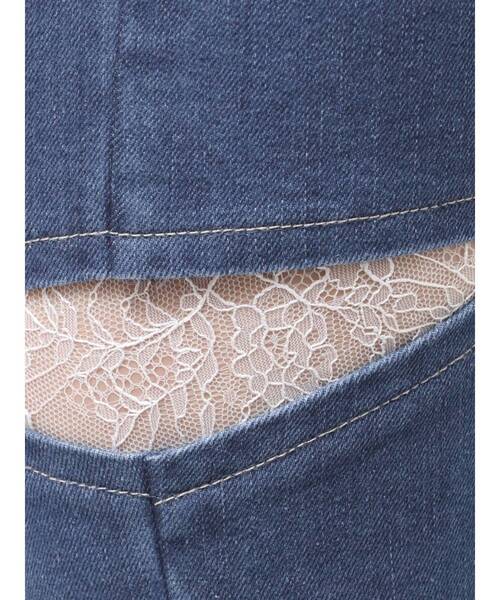MERCURYDUO（マーキュリーデュオ）の「レーストリミングカットアウトデニムパンツ（デニムパンツ・レディース・ブルー/インディゴブルー・MEDIUM/SMALL）」の4枚目の写真