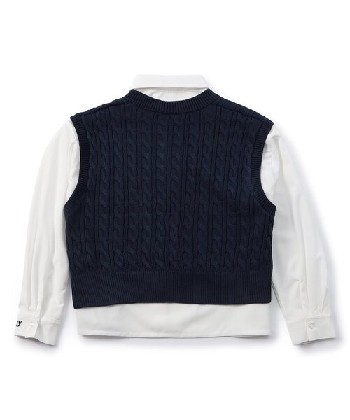 algy（アルジー）の「【セレモニー対応】透かし編みニットベスト&シャツセット（シャツ/ブラウス・キッズ・ネイビー/オフホワイト・130/140/150/160）」の13枚目の写真