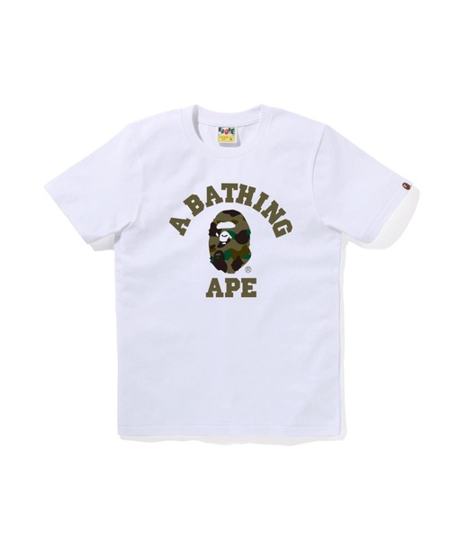 A BATHING APE(アベイシングエイプ)の「1ST CAMO COLLEGE TEE(Tシャツ/カットソー・レディース・ブラック×グリーン/ホワイト×グリーン/ホワイト×イエロー/ブラック×イエロー・X-SMALL/MEDIUM/XX-SMALL/SMALL)」の2枚目の写真
