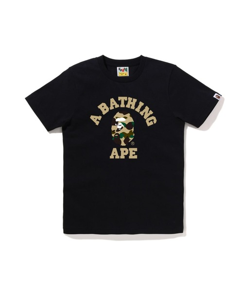 A BATHING APE(アベイシングエイプ)の「1ST CAMO COLLEGE TEE(Tシャツ/カットソー・レディース・ブラック×グリーン/ホワイト×グリーン/ホワイト×イエロー/ブラック×イエロー・X-SMALL/MEDIUM/XX-SMALL/SMALL)」の1枚目の写真