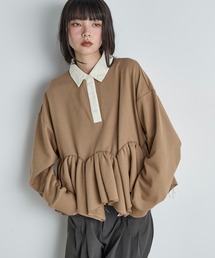 THE YOn（ザヨン）の「イレギュラーヘムペプラムラガーポロトップス（スウェット）」