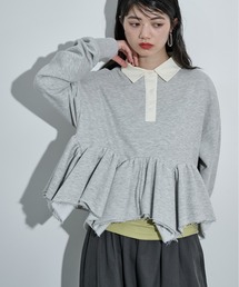 THE YOn | イレギュラーヘムペプラムラガーポロトップス(スウェット)