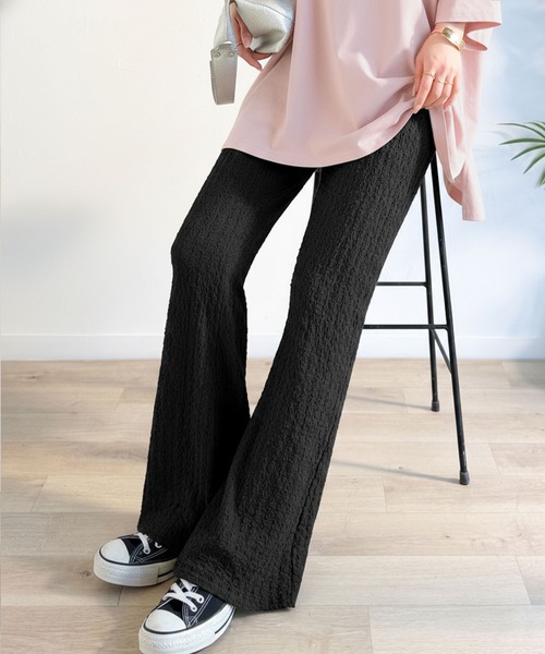 classicalelf（クラシカルエルフ）の「《10月下旬再入荷！予約受付中》ラクに穿けて、上品にスタイルアップ♪ジャガードセミフレアパンツ（その他パンツ・レディース・グリーン/ブラウン/ブラック・LARGE/X-LARGE/SMALL/MEDIUM）」の9枚目の写真