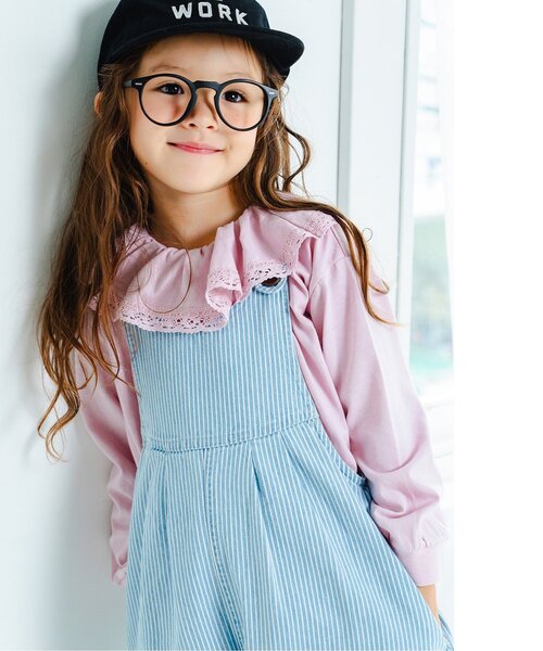 Boribon(ボリボン)の「ピエロカラーTシャツ(Tシャツ/カットソー・キッズ・ピンク/チャコール/オフホワイト・120/110/100/90/80)」の1枚目の写真