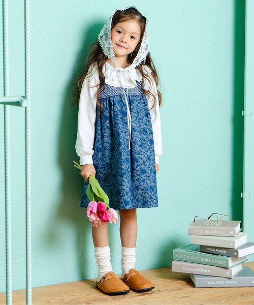 Boribon(ボリボン)の「ピエロカラーTシャツ(Tシャツ/カットソー・キッズ・ピンク/チャコール/オフホワイト・120/110/100/90/80)」の6枚目の写真