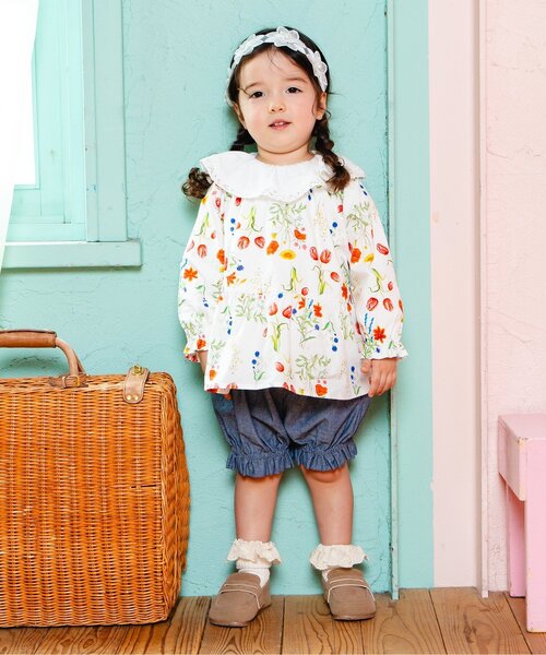 Boribon(ボリボン)の「ピエロカラーTシャツ(Tシャツ/カットソー・キッズ・ピンク/チャコール/オフホワイト・120/110/100/90/80)」の7枚目の写真