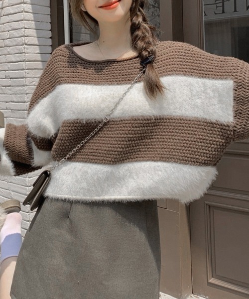 Miniministore(ミニミニストア)の「ワイドボーター シャギーニットレディース(ニット/セーター・レディース・ブラウン/ブラック/カーキ・FREE)」の7枚目の写真