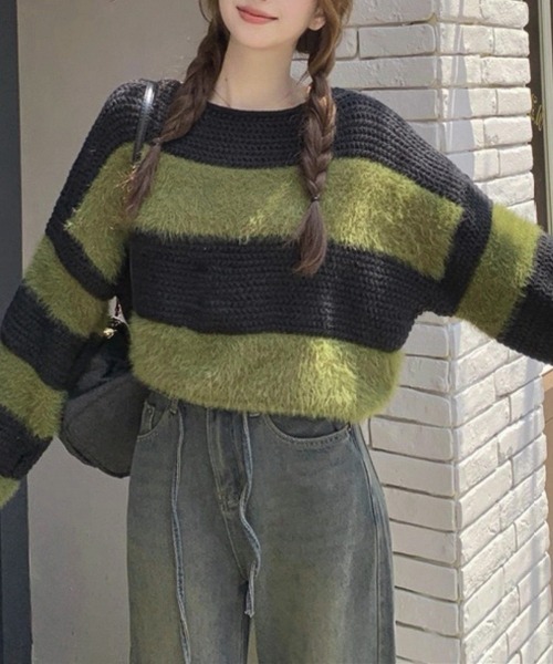 Miniministore(ミニミニストア)の「ワイドボーター シャギーニットレディース(ニット/セーター・レディース・ブラウン/ブラック/カーキ・FREE)」の13枚目の写真