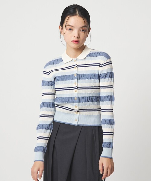 EMMEL REFINES（エメルリファインズ）の「＜EMMEL REFINES＞EM HW マルチボーダー ニット（ニット/セーター・レディース・イエロー/ロイヤルブルー・FREE）」の2枚目の写真