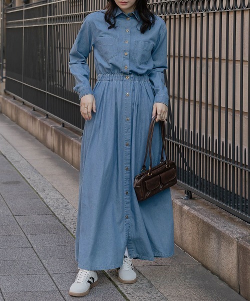 slattgir（スラットジール）の「高身長　デニムマキシワンピース（トールサイズ）Essenave（ワンピース・レディース・ブルー/ネイビー・T5L/T4L/T3L/TLL/TL/TM）」の9枚目の写真