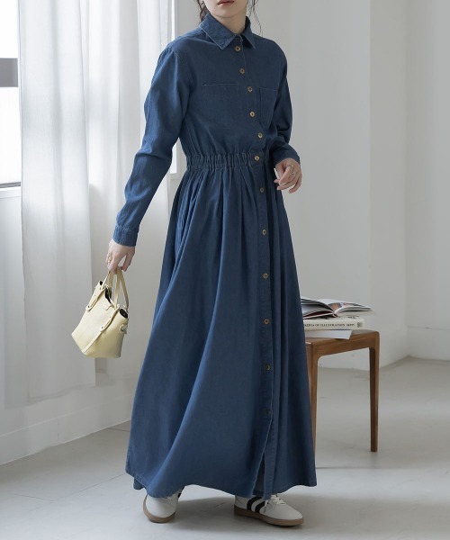 slattgir（スラットジール）の「高身長　デニムマキシワンピース（トールサイズ）Essenave（ワンピース・レディース・ブルー/ネイビー・T5L/T4L/T3L/TLL/TL/TM）」の11枚目の写真