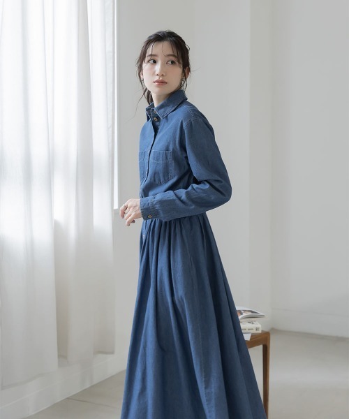 slattgir（スラットジール）の「高身長　デニムマキシワンピース（トールサイズ）Essenave（ワンピース・レディース・ブルー/ネイビー・T5L/T4L/T3L/TLL/TL/TM）」の14枚目の写真