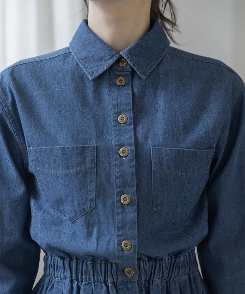 slattgir（スラットジール）の「高身長　デニムマキシワンピース（トールサイズ）Essenave（ワンピース・レディース・ブルー/ネイビー・T5L/T4L/T3L/TLL/TL/TM）」の15枚目の写真