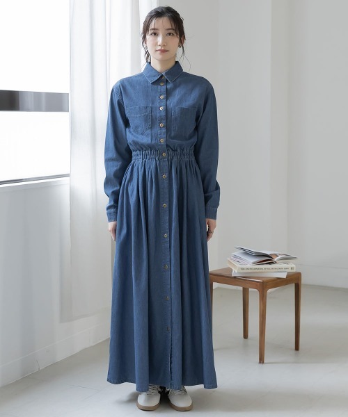 slattgir（スラットジール）の「高身長　デニムマキシワンピース（トールサイズ）Essenave（ワンピース・レディース・ブルー/ネイビー・T5L/T4L/T3L/TLL/TL/TM）」の21枚目の写真