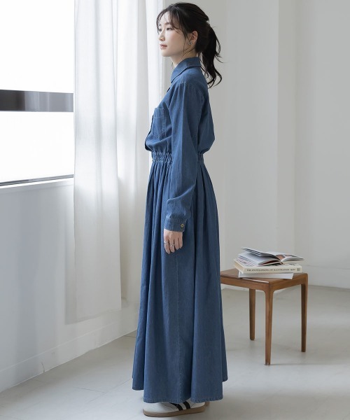 slattgir（スラットジール）の「高身長　デニムマキシワンピース（トールサイズ）Essenave（ワンピース・レディース・ブルー/ネイビー・T5L/T4L/T3L/TLL/TL/TM）」の22枚目の写真