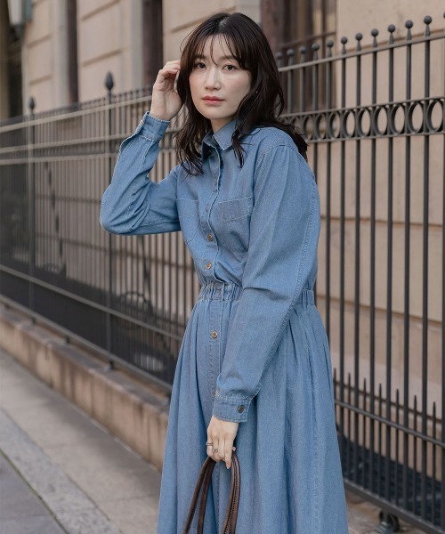 slattgir（スラットジール）の「高身長　デニムマキシワンピース（トールサイズ）Essenave（ワンピース・レディース・ブルー/ネイビー・T5L/T4L/T3L/TLL/TL/TM）」の4枚目の写真