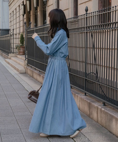 slattgir（スラットジール）の「高身長　デニムマキシワンピース（トールサイズ）Essenave（ワンピース・レディース・ブルー/ネイビー・T5L/T4L/T3L/TLL/TL/TM）」の6枚目の写真