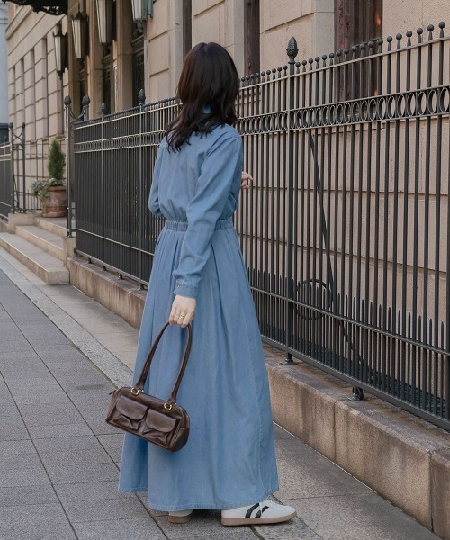 slattgir（スラットジール）の「高身長　デニムマキシワンピース（トールサイズ）Essenave（ワンピース・レディース・ブルー/ネイビー・T5L/T4L/T3L/TLL/TL/TM）」の7枚目の写真