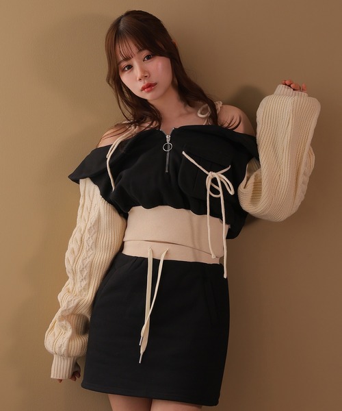 M DOLLY(エムドリー)の「*M DOLLY original* cable miele girly set up/ケーブルミエーレガーリーセットアップ(セットアップ・レディース・アイボリー/ブラック・FREE)」の2枚目の写真