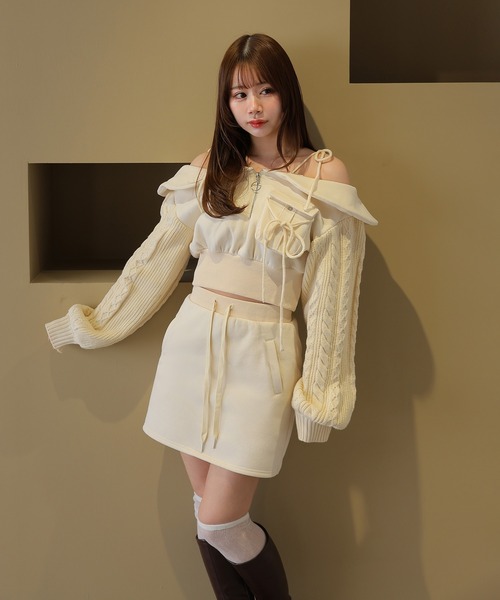 M DOLLY(エムドリー)の「*M DOLLY original* cable miele girly set up/ケーブルミエーレガーリーセットアップ(セットアップ・レディース・アイボリー/ブラック・FREE)」の4枚目の写真