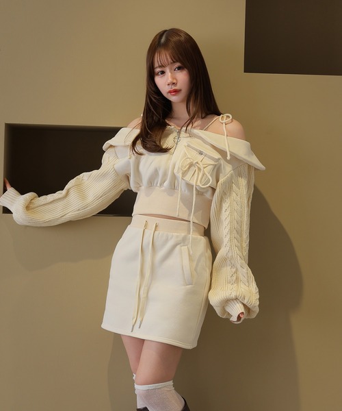 M DOLLY(エムドリー)の「*M DOLLY original* cable miele girly set up/ケーブルミエーレガーリーセットアップ(セットアップ・レディース・アイボリー/ブラック・FREE)」の5枚目の写真