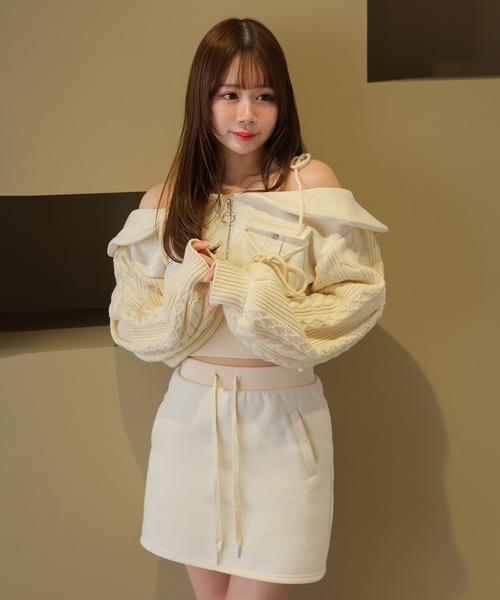 M DOLLY(エムドリー)の「*M DOLLY original* cable miele girly set up/ケーブルミエーレガーリーセットアップ(セットアップ・レディース・アイボリー/ブラック・FREE)」の6枚目の写真
