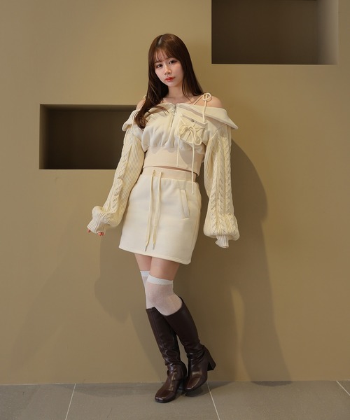 M DOLLY(エムドリー)の「*M DOLLY original* cable miele girly set up/ケーブルミエーレガーリーセットアップ(セットアップ・レディース・アイボリー/ブラック・FREE)」の8枚目の写真