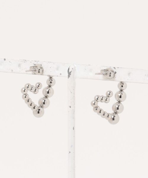 LINFA　（リンファ）の「ステンレスポスト　つぶつぶハート　フープピアス（ピアス（両耳用）・レディース・ゴールド/シルバー・FREE）」の7枚目の写真