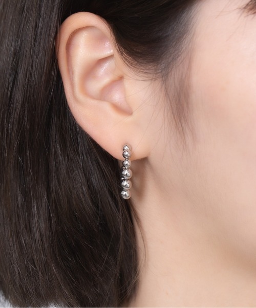 LINFA　（リンファ）の「ステンレスポスト　つぶつぶハート　フープピアス（ピアス（両耳用）・レディース・ゴールド/シルバー・FREE）」の3枚目の写真