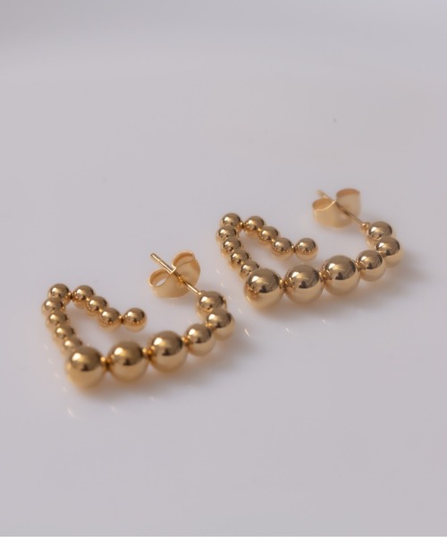 LINFA　（リンファ）の「ステンレスポスト　つぶつぶハート　フープピアス（ピアス（両耳用）・レディース・ゴールド/シルバー・FREE）」の6枚目の写真