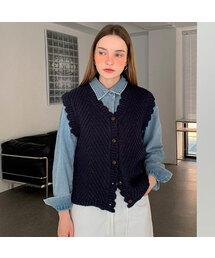 Wave Knit Open Vest (3colors)