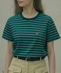 Stripe logo cotton T-shirt_Green