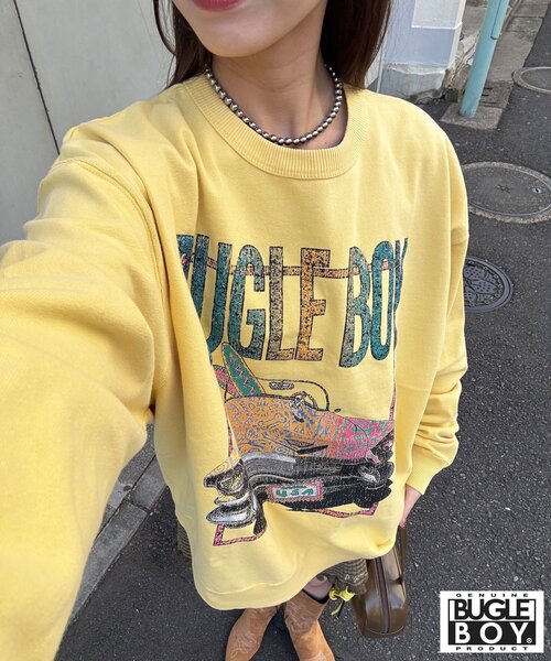 CIAOPANIC（チャオパニック）の「【BUGLE BOY/ビューグル ボーイ】アソートプリントフェードスウェット（Tシャツ/カットソー・レディース・ブラック/ピンク/オレンジ/ブルー/イエロー・FREE）」の3枚目の写真