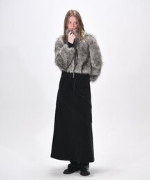 Flare Cargo Long Skirt, Black