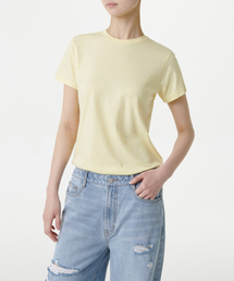 ウィメンズモーダルブレンドベーシッククルーネックTシャツ[レモン]