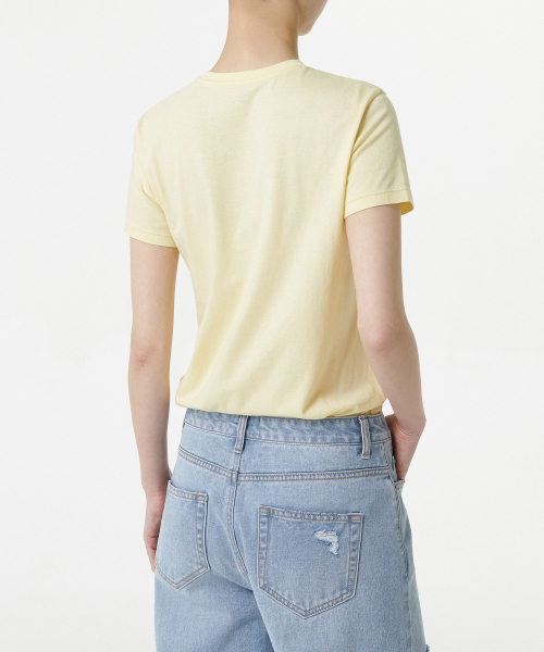 MUSINSA STANDARD WOMAN（ムシンサスタンダードウーマン）の「ウィメンズモーダルブレンドベーシッククルーネックTシャツ[レモン]（Tシャツ/カットソー・レディース・その他・LARGE/MEDIUM/SMALL/X-SMALL）」の3枚目の写真
