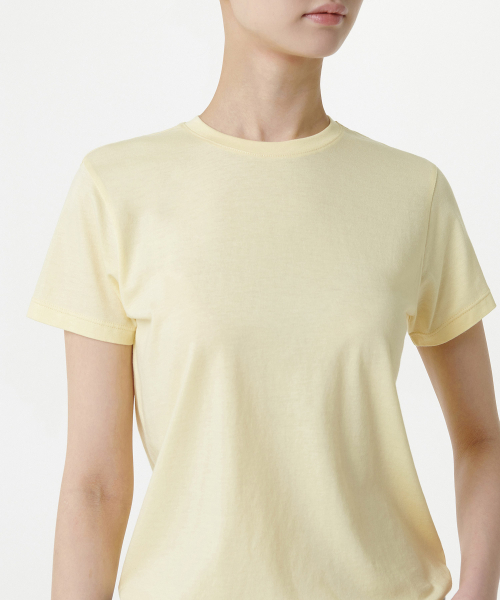 MUSINSA STANDARD WOMAN（ムシンサスタンダードウーマン）の「ウィメンズモーダルブレンドベーシッククルーネックTシャツ[レモン]（Tシャツ/カットソー・レディース・その他・LARGE/MEDIUM/SMALL/X-SMALL）」の4枚目の写真