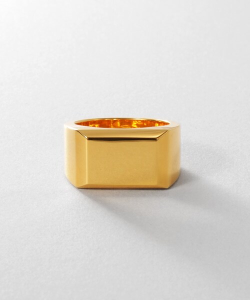 COCOSHNIK ONKITSCH(ココシュニックオンキッチュ)の「シルバー バケットカット シグネットリング(16号、18号) GP(リング・レディース・ゴールド・18/16)」の3枚目の写真