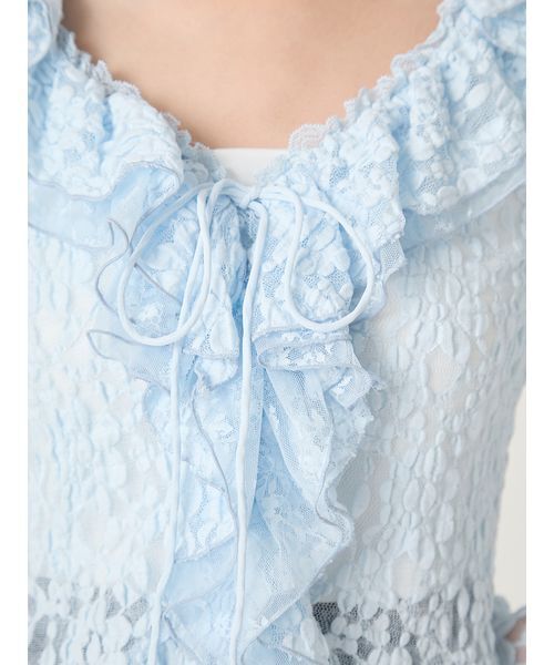 FRAY I.D(フレイアイディー)の「ラッフルデザインレーストップス(Tシャツ/カットソー・レディース・ライトブルー/マルチ/ホワイト・F)」の12枚目の写真