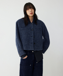 STUDIO TOMBOY（スタジオトムボーイ）の「ニットボンディングカラー配色ジャンパー_メランジブルー 9105413205（MA-1）」