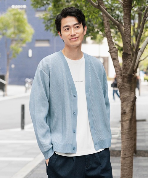 GLOBAL WORK（グローバルワーク）の「トクトク2SETアゼカーディガン&長袖Tシャツ/645536（カーディガン/ボレロ・メンズ・ネイビー/ベージュ/ブラック/グリーン/サックスブルー・SMALL/X-LARGE/LARGE/MEDIUM）」の5枚目の写真