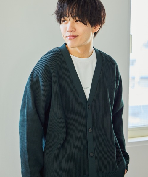 GLOBAL WORK（グローバルワーク）の「トクトク2SETアゼカーディガン&長袖Tシャツ/645536（カーディガン/ボレロ・メンズ・ネイビー/ベージュ/ブラック/グリーン/サックスブルー・SMALL/X-LARGE/LARGE/MEDIUM）」の3枚目の写真