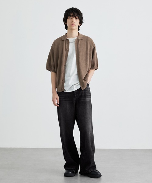 MONO-MART（モノマート）の「ヴィンテージ加工 ワイドストレート デニムパンツ＜ウォッシャブル/速乾/サステナブル＞（デニムパンツ・メンズ・インディゴブルー/ネイビー/ブルー/ブラック/グレー/ダークブラック・L/M/S/XS）」の12枚目の写真