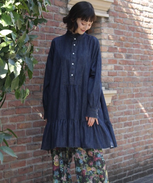 H.A.K（ハク）の「ライトオンスデニム　ロングブラウス（シャツ/ブラウス・レディース・ネイビー/ブルー・FREE）」の2枚目の写真